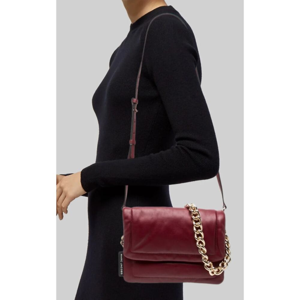 Marc Jacobs Pillow Bag Burgundy Leather Gold Chain